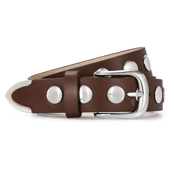 Women Fashion Leather Belt Punk Studded Belt For Jeans Pants Dresses🙂